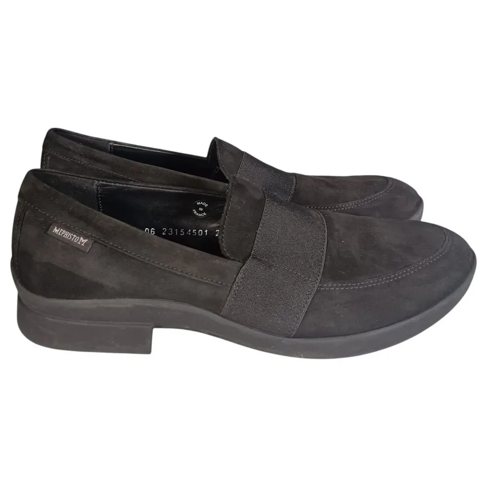 Mephisto Debby  Loafers Women's 8 Black Suede Slip On Comfort Shoes